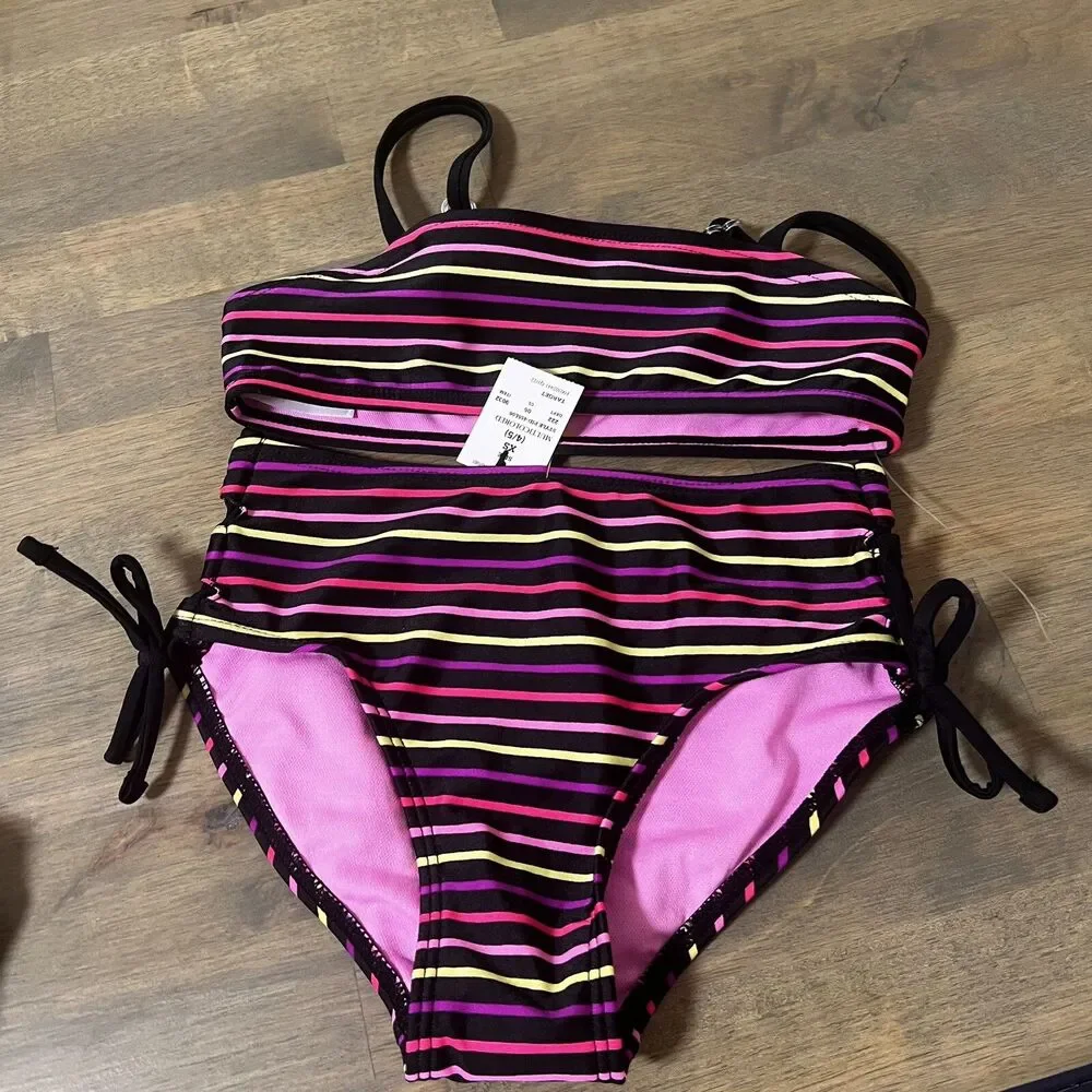 Art class Girls' Bikini  Top Set 2 Pc Striped Size XS (4/5)  Multicolor